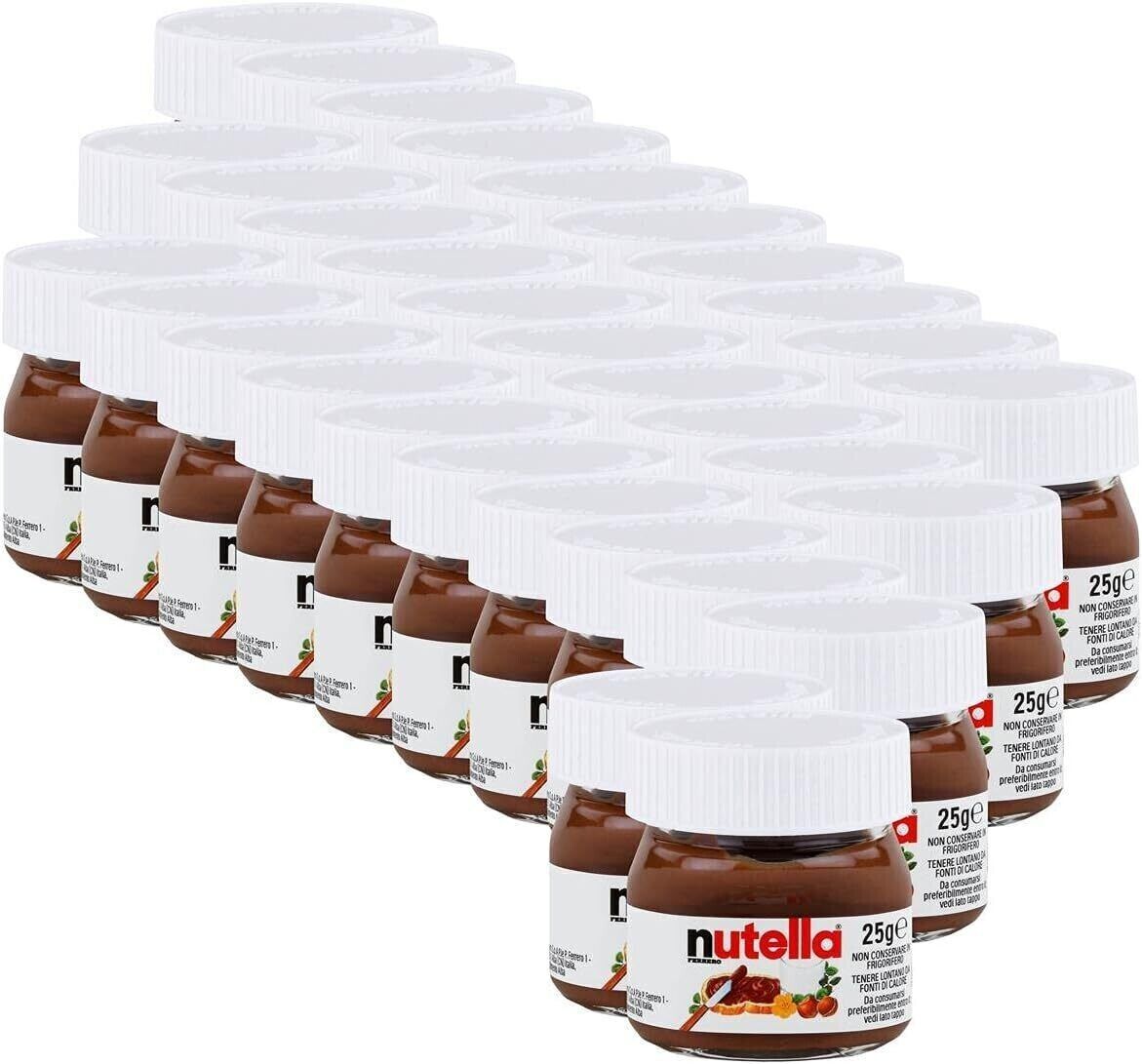 32 Barattolini Nutella Ferrero Mini Design in Vetro 32x25gr Idea Regalo 0235720