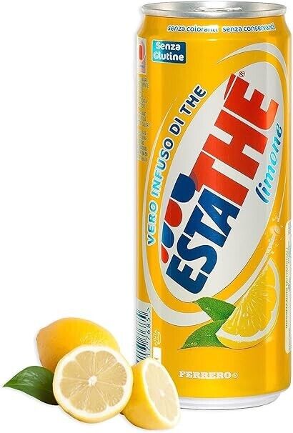 12X Estathe al Gusto di Limone con Vero Infuso di Foglie di Thè Lattina 330ml