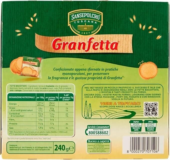 Buitoni Granfetta Classica 16 Monoporzioni Da 2 Fette Biscottate, 240g
