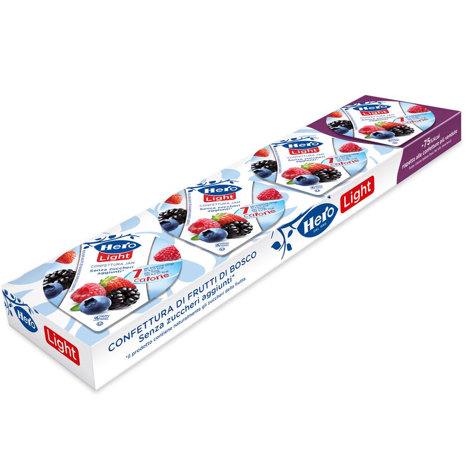 15X Hero Light Confettura di Frutti di Bosco Senza Zuccheri Aggiunti 4x20g