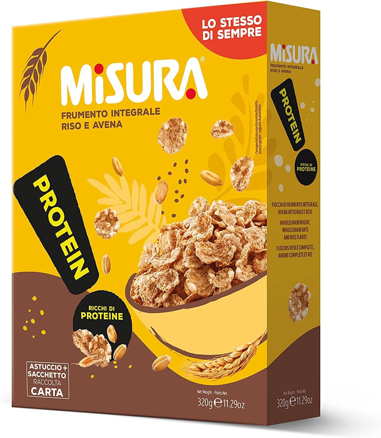 Misura Protein Cereali Fiocchi di Frumento Integrale, Riso e Avena 320g