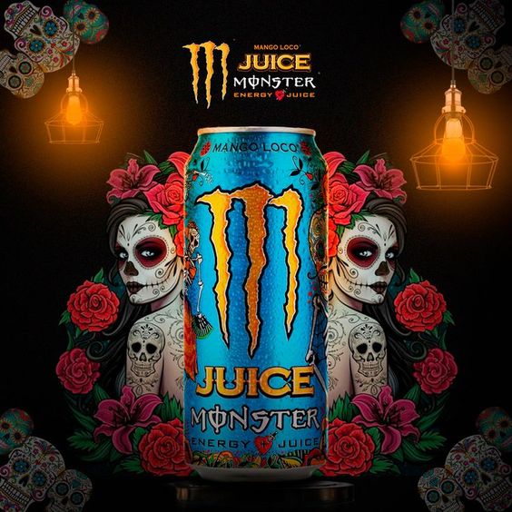 Monster Energy Mango Loco – Lattine da 500 ml, Energy Juice con Taurina, L-carnitina, Inositolo e Vitamine del Gruppo B, Bevanda Energetica dal Gusto Esotico di Mango