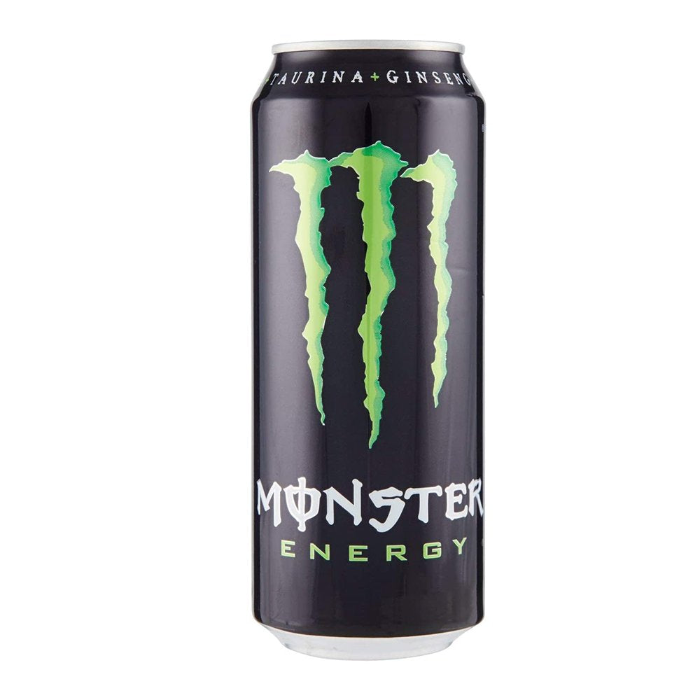 Monster Energy – Lattina da 500 ml, Energy Drink con Ginseng, Taurina, Caffeina e Vitamine Gruppo B, Bevanda Energetica dal Gusto Originale e Fresco