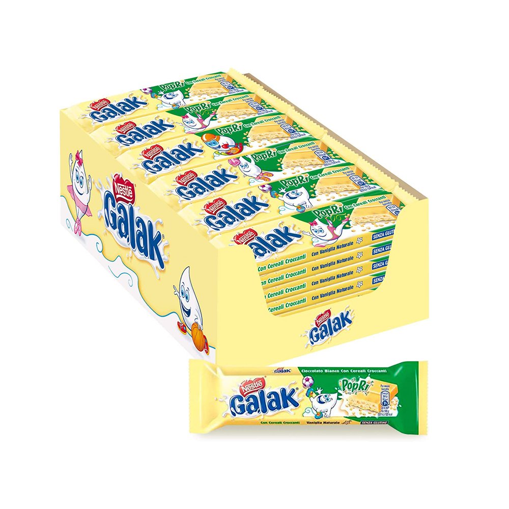 TAVOLETTA CIOCCOLATO BIANCO CON CEREALI NESTLE' GALAK POPRì 36 x 35 g CIOCCOLATA
