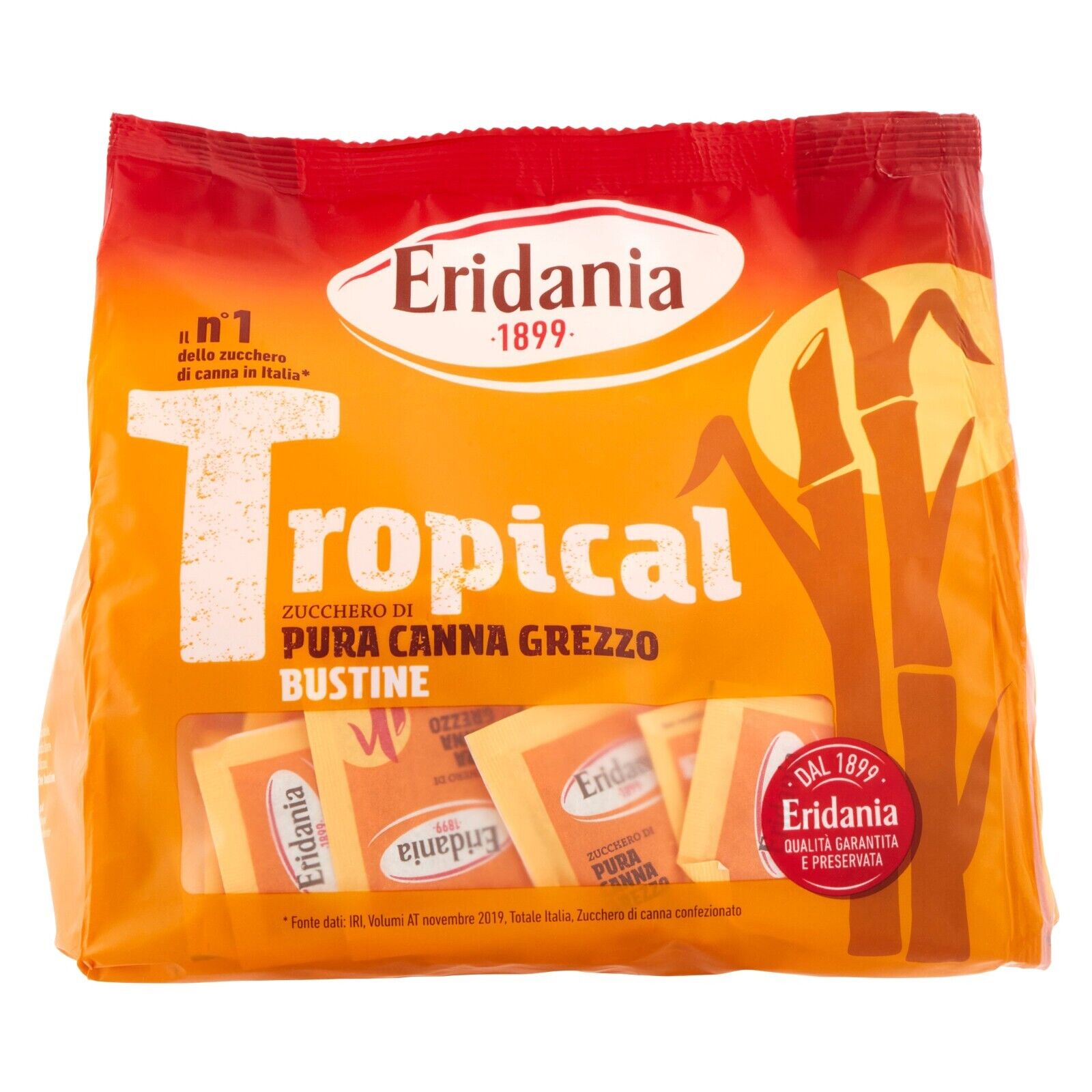 Eridania Tropical Zucchero in Bustine Monodose di Pura Canna, Confezione da 500g