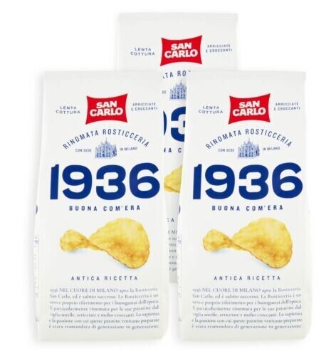 3X San Carlo 1936 Patatine Antica Ricetta Arricciate e Croccanti 150g