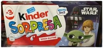 4X Confezione Per Kinder Sorpresa Star Wars, Set 4 Confezioni da 3 Uova di Cioccolato al Latte, Senza Glutine, con Sorpresa Star Wars, 60g per Confezione