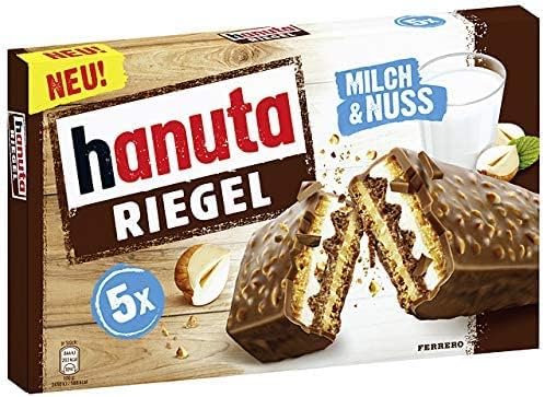 3X Ferrero - Hanuta Riegel 172,5 g - Wafer al Cacao Ripieno di Crema al Latte e alle Nocciole