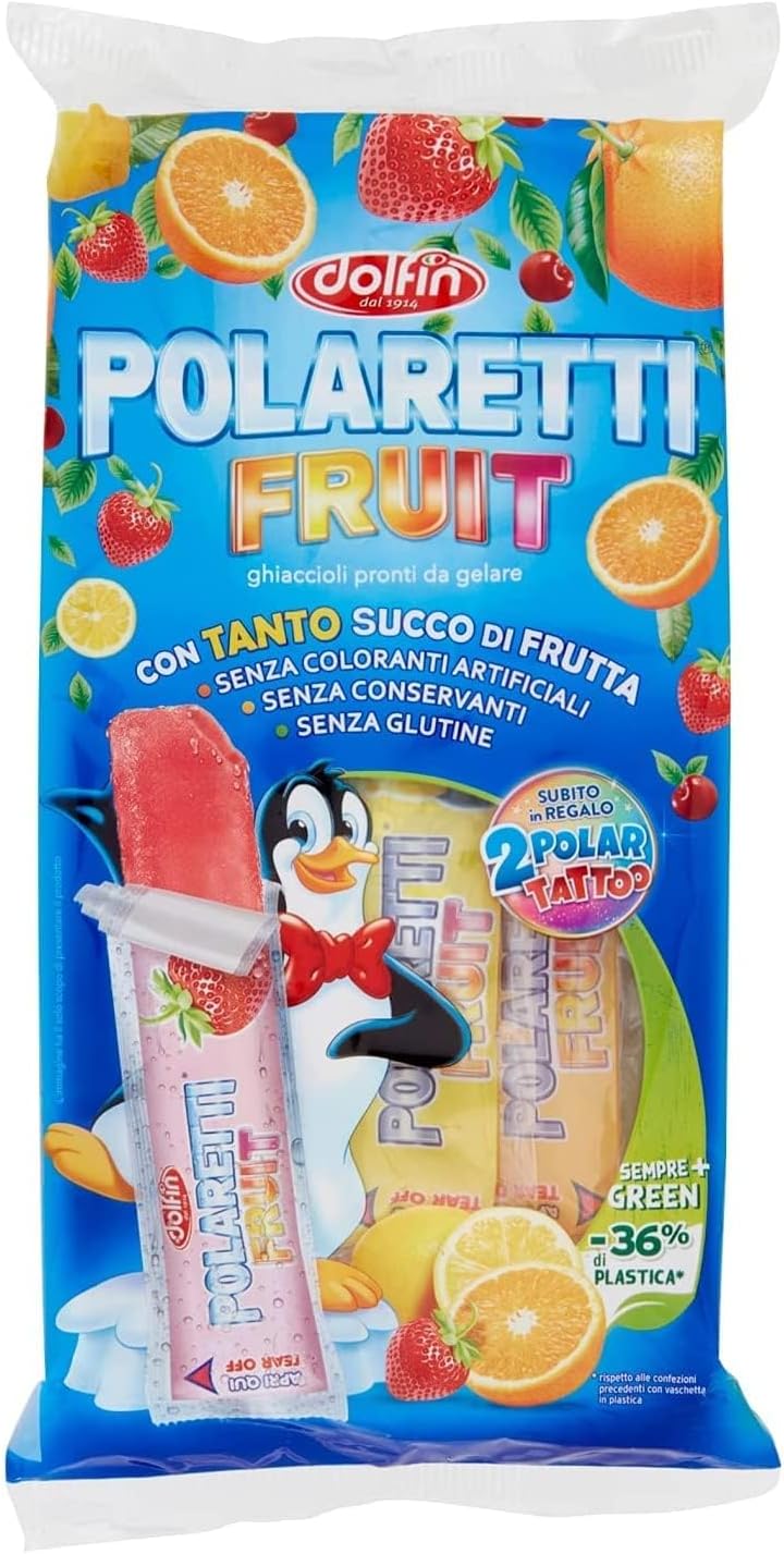 Polaretti Ghiaccioli Sorpresa Fruit Green con Succo di Frutta Dolfi