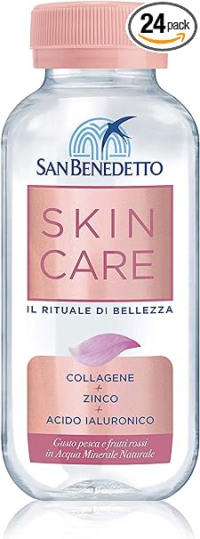 San Benedetto SKINCARE | Acqua Minerale Naturale con Collagene, Zinco e Acido Ialuronico | 24 Pezzi da 22 Cl