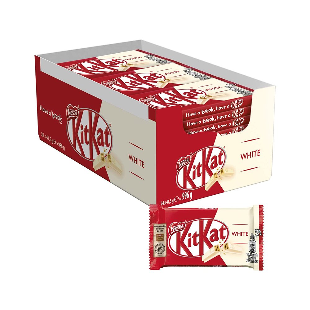 KitKat White Snack di Wafer ricoperto di Cioccolato Bianco, 24 pezzi da 41.5 g