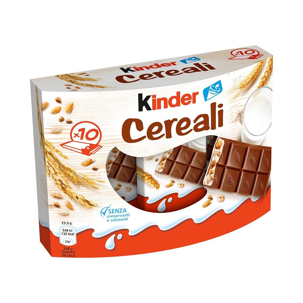 40 TAVOLETTE FERRERO KINDER CEREALI - SNACK DA 23,5 g CIOCCOLATO LATTE E CEREALI
