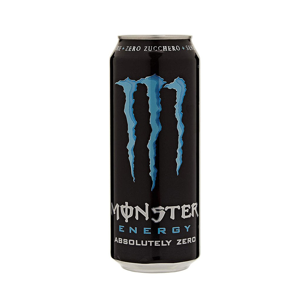 Monster Energy Absolutely Zero Lattine da 500 ml, Energy Drink Zero Zuccheri con Taurina, L-carnitina, Ginseng e Vitamine del Gruppo B, Bevanda Energetica dal Gusto Morbido